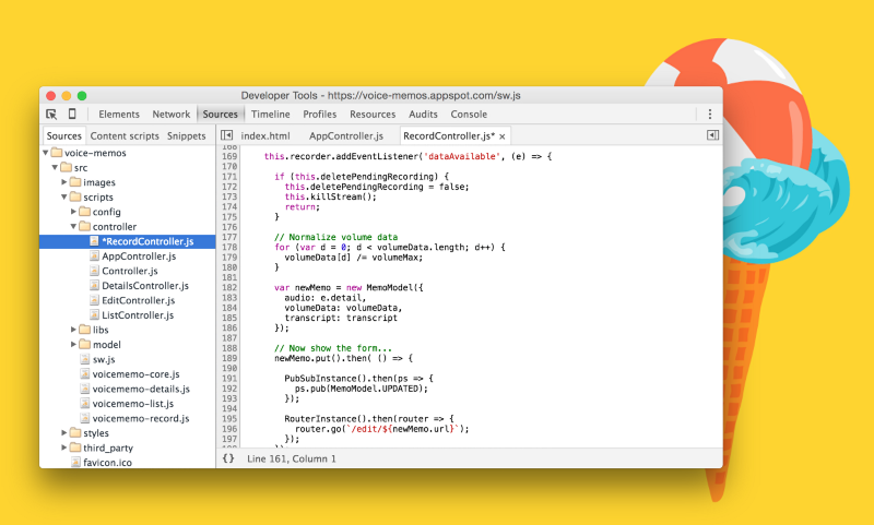 The Sources panel in Chrome DevTools can be used as a powerful editor and companion during debugging