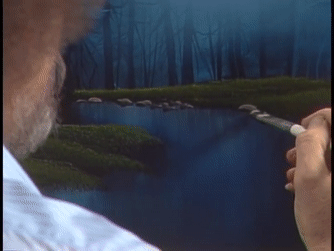 Here’s Bob Ross painting rocks to cool down the tension