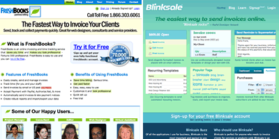 Freshbooks and blinksale old Website screenshot