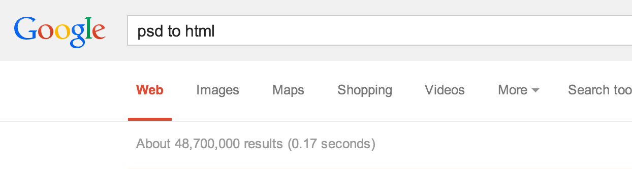 Google Search on PSD to HTML