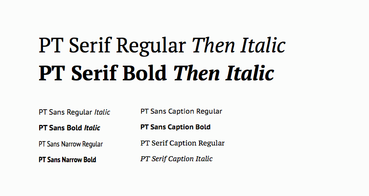 PT Serif Regular Then Italic